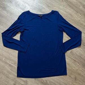 Eileen Fisher Long Sleeve‎ Scoop Neck Viscose Blue Top
